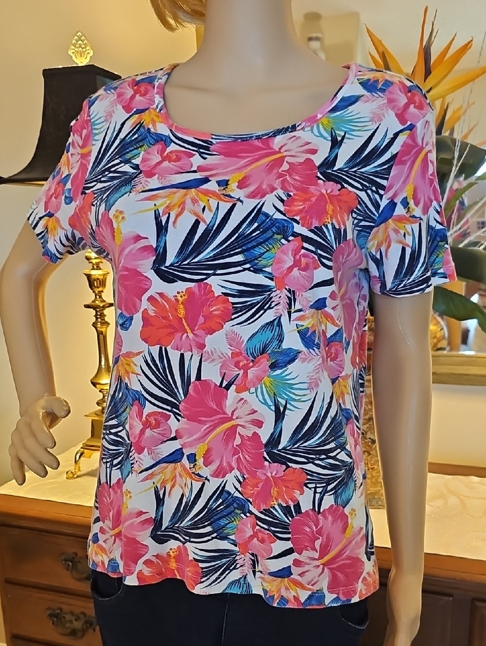 Time and Tru Colorful Floral Tee